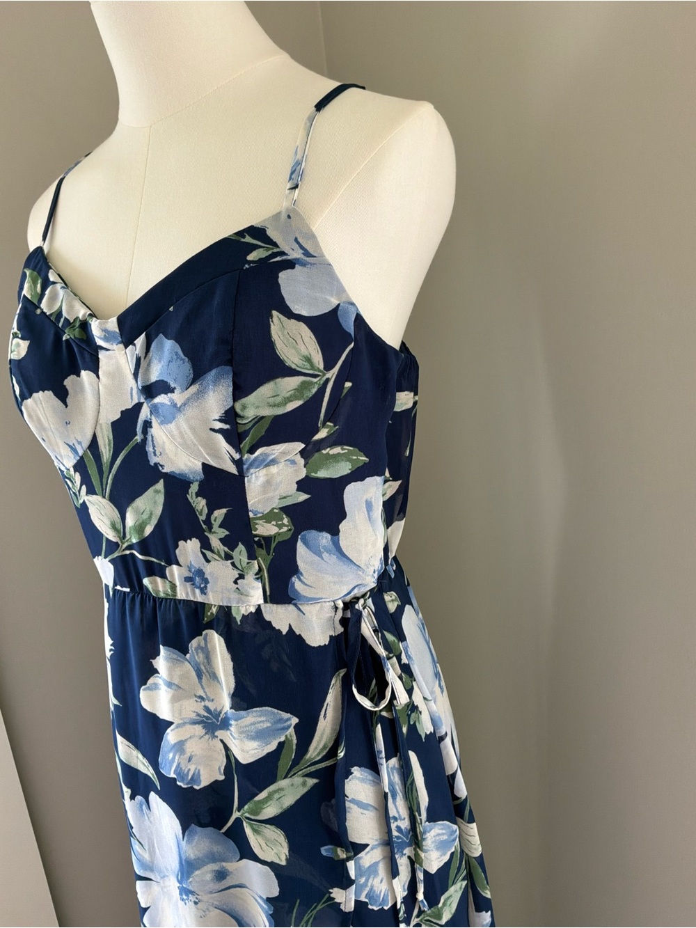 Lily Rose Blue Floral High-Low Wrap Faux Midi Dress Size M - Picture 3 of 10